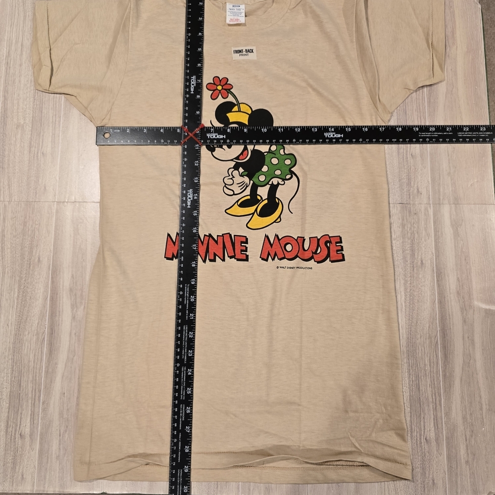 Vintage 70s Disney Minnie Mouse Double Sided Shirt Beige Single Stitch MEDIUM. - Picture 10 of 12